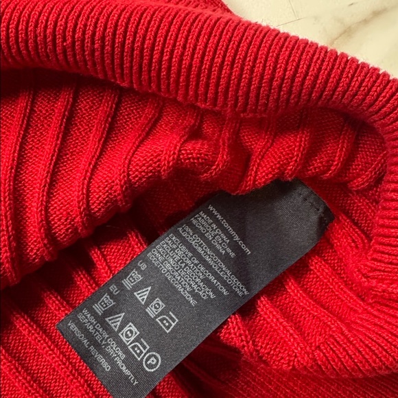 Tommy Hilfiger Vintage Y2K Womens L Sweater Ribbed H Logo Red Crew 90s Spellout - Picture 7 of 10